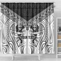 Custom Rugby New Zealand Black Fern Shower Curtain Niho Taniwha Inspired