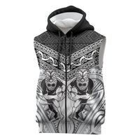 Custom Rugby New Zealand Black Fern Sleeveless Zip Hoodie Niho Taniwha Inspired