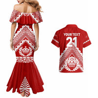 Custom Tonga Rugby Couples Matching Mermaid Dress And Hawaiian Shirt Proud Tongan Ngatu Kupesi World Cup 2023 No1 LT9 - Polynesian Pride