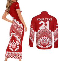 Custom Tonga Rugby Couples Matching Short Sleeve Bodycon Dress and Long Sleeve Button Shirts Proud Tongan Ngatu Kupesi World Cup 2023 No1 LT9 - Polynesian Pride