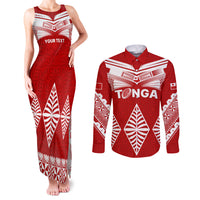 Custom Tonga Rugby Couples Matching Tank Maxi Dress and Long Sleeve Button Shirts Proud Tongan Ngatu Kupesi World Cup 2023 No1 LT9 White - Polynesian Pride