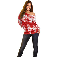 Custom Tonga Rugby Off Shoulder Sweater Proud Tongan Ngatu Kupesi World Cup 2023 No1 LT9 - Polynesian Pride