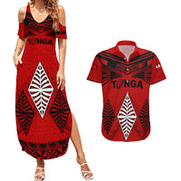Tonga Rugby Couples Matching Summer Maxi Dress and Hawaiian Shirt Proud Tongan Ngatu Kupesi World Cup 2023 No2 LT9 Black - Polynesian Pride