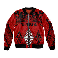 Custom Tonga Rugby Sleeve Zip Bomber Jacket Proud Tongan Ngatu Kupesi World Cup 2023 No2 LT9 Unisex Black - Polynesian Pride