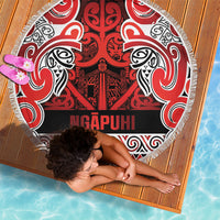 Aotearoa Iwi Ngapuhi Beach Blanket Maori Wharenui House Tribal Pattern