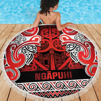 Aotearoa Iwi Ngapuhi Beach Blanket Maori Wharenui House Tribal Pattern