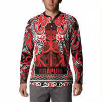 Aotearoa Iwi Ngapuhi Button Sweatshirt Maori Wharenui House Tribal Pattern