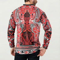 Aotearoa Iwi Ngapuhi Button Sweatshirt Maori Wharenui House Tribal Pattern