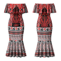 Aotearoa Iwi Ngapuhi Couples Matching Mermaid Dress and Hawaiian Shirt Maori Wharenui House Tribal Pattern
