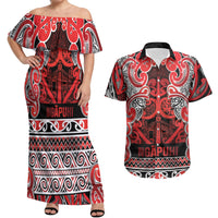 Aotearoa Iwi Ngapuhi Couples Matching Off Shoulder Maxi Dress and Hawaiian Shirt Maori Wharenui House Tribal Pattern