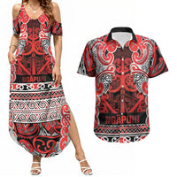 Aotearoa Iwi Ngapuhi Couples Matching Summer Maxi Dress and Hawaiian Shirt Maori Wharenui House Tribal Pattern