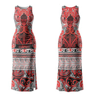 Aotearoa Iwi Ngapuhi Family Matching Tank Maxi Dress and Hawaiian Shirt Maori Wharenui House Tribal Pattern