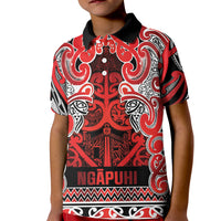 Aotearoa Iwi Ngapuhi Kid Polo Shirt Maori Wharenui House Tribal Pattern