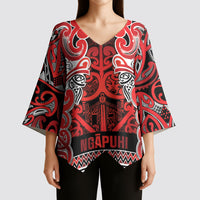 Aotearoa Iwi Ngapuhi Kimono Sleeve Blouse Maori Wharenui House Tribal Pattern