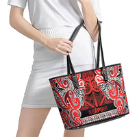 Aotearoa Iwi Ngapuhi Leather Tote Bag Maori Wharenui House Tribal Pattern