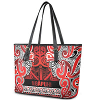 Aotearoa Iwi Ngapuhi Leather Tote Bag Maori Wharenui House Tribal Pattern