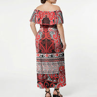 Aotearoa Iwi Ngapuhi Off Shoulder Maxi Dress Maori Wharenui House Tribal Pattern