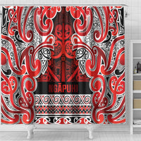Aotearoa Iwi Ngapuhi Shower Curtain Maori Wharenui House Tribal Pattern