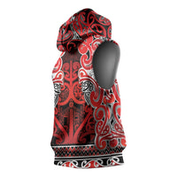 Aotearoa Iwi Ngapuhi Sleeveless Hoodie Maori Wharenui House Tribal Pattern