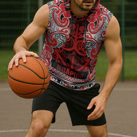 Aotearoa Iwi Ngapuhi Sleeveless Hoodie Maori Wharenui House Tribal Pattern