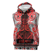 Aotearoa Iwi Ngapuhi Sleeveless Zip Hoodie Maori Wharenui House Tribal Pattern