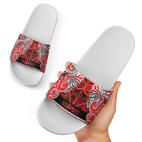 Aotearoa Iwi Ngapuhi Slide Sandals Maori Wharenui House Tribal Pattern