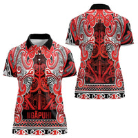 Aotearoa Iwi Ngapuhi Women Polo Shirt Maori Wharenui House Tribal Pattern