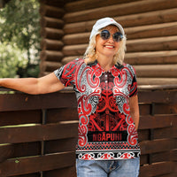 Aotearoa Iwi Ngapuhi Women Polo Shirt Maori Wharenui House Tribal Pattern