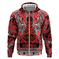 Aotearoa Iwi Ngapuhi Zip Hoodie Maori Wharenui House Tribal Pattern