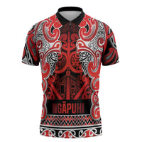 Aotearoa Iwi Ngapuhi Zipper Polo Shirt Maori Wharenui House Tribal Pattern