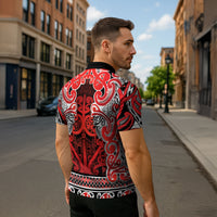 Aotearoa Iwi Ngapuhi Zipper Polo Shirt Maori Wharenui House Tribal Pattern