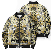 Aotearoa Iwi Ngati Whatua Bomber Puffer Jacket Maori Wharenui House Tribal Pattern