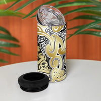 Aotearoa Iwi Ngati Whatua 4 in 1 Can Cooler Tumbler Maori Wharenui House Tribal Pattern