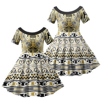 Aotearoa Iwi Ngati Whatua Family Matching Mermaid Dress and Hawaiian Shirt Maori Wharenui House Tribal Pattern
