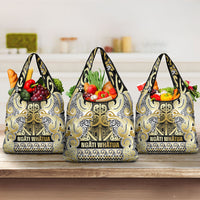 Aotearoa Iwi Ngati Whatua Grocery Bag Maori Wharenui House Tribal Pattern