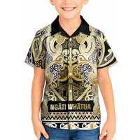 Aotearoa Iwi Ngati Whatua Kid Hawaiian Shirt Maori Wharenui House Tribal Pattern