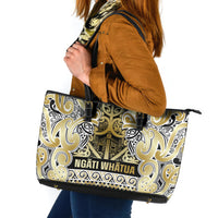 Aotearoa Iwi Ngati Whatua Leather Tote Bag Maori Wharenui House Tribal Pattern