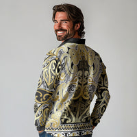 Aotearoa Iwi Ngati Whatua Long Sleeve Polo Shirt Maori Wharenui House Tribal Pattern