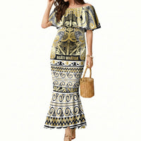 Aotearoa Iwi Ngati Whatua Mermaid Dress Maori Wharenui House Tribal Pattern