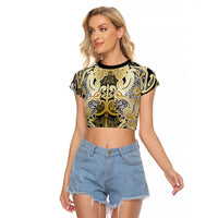 Aotearoa Iwi Ngati Whatua Raglan Cropped T Shirt Maori Wharenui House Tribal Pattern
