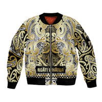 Aotearoa Iwi Ngati Whatua Sleeve Zip Bomber Jacket Maori Wharenui House Tribal Pattern