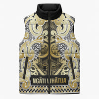 Aotearoa Iwi Ngati Whatua Sleeveless Puffer Jacket Maori Wharenui House Tribal Pattern