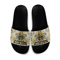 Aotearoa Iwi Ngati Whatua Slide Sandals Maori Wharenui House Tribal Pattern