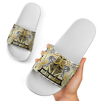 Aotearoa Iwi Ngati Whatua Slide Sandals Maori Wharenui House Tribal Pattern