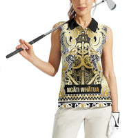 Aotearoa Iwi Ngati Whatua Women Sleeveless Polo Shirt Maori Wharenui House Tribal Pattern