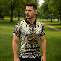 Aotearoa Iwi Ngati Whatua Zipper Polo Shirt Maori Wharenui House Tribal Pattern