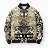 Aotearoa Iwi Waikato Tainui Bomber Puffer Jacket Maori Wharenui House Tribal Pattern