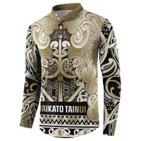 Aotearoa Iwi Waikato Tainui Button Sweatshirt Maori Wharenui House Tribal Pattern