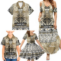 Aotearoa Iwi Waikato Tainui Family Matching Summer Maxi Dress and Hawaiian Shirt Maori Wharenui House Tribal Pattern