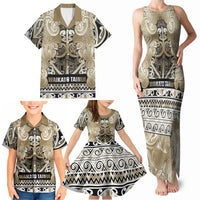 Aotearoa Iwi Waikato Tainui Family Matching Tank Maxi Dress and Hawaiian Shirt Maori Wharenui House Tribal Pattern